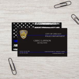 Carte De Visite Police Officier Ligne Bleue Mince Indicateur Polic
