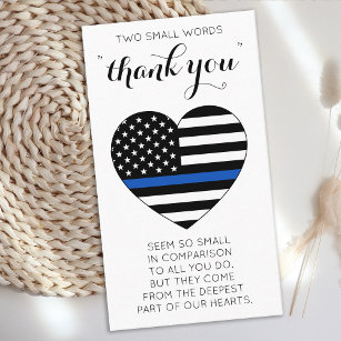 Carte De Visite Police Officier Ligne Bleue Mince Merci Coeur