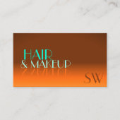 Carte De Visite Police orange et miroir Turquoise avec monogramme (Devant)