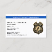 Carte De Visite Police Police Département Blue Custom Logo (Devant)