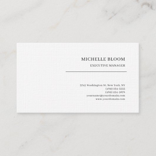 Carte De Visite Police Serif Plain Simple Professionnel Minimalist (Devant)