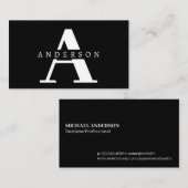 Carte De Visite Police simple | Monogramme | Noir (Devant / Derrière)