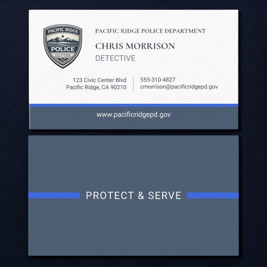 Carte De Visite Police Thin Blue Line Logo Business Card
