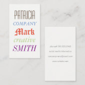 Carte De Visite Polices mixtes (colorées) (Devant / Derrière)