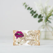 Carte De Visite Polka Dot Lèvres roses et or (Debout devant)
