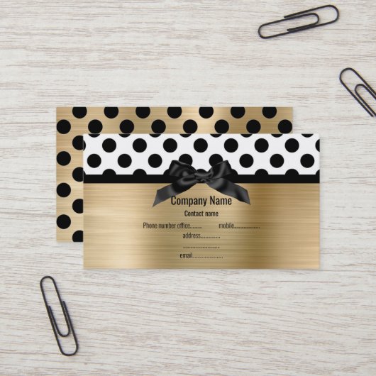 Carte de visite POLKA DOT POT D'OR BRUSHÉ ÉLÉGANT (Devant/Arrière en situation)