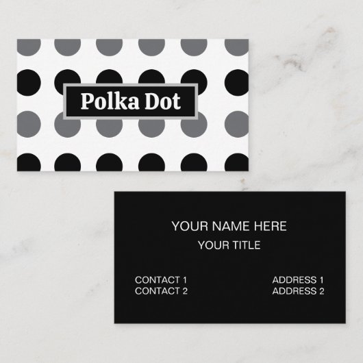 Carte De Visite Polka noir gris (Devant / Derrière)