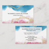 Carte De Visite Polygones bleus de parties scintillantes d'or de (Devant / Derrière)