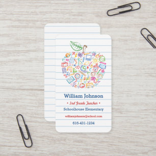 Carte de visite pomme colorée pour enseignants