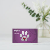 Carte De Visite Pomme de coeur Paw Argent violet (Debout devant)