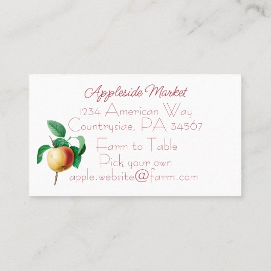 Carte De Visite Pomme détaillée et tige de baies (Dos)
