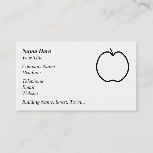 Carte De Visite Pomme noire et blanche. (Devant)