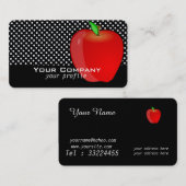 Carte De Visite pomme rouge avec points rétro (Devant / Derrière)