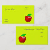 Carte De Visite pomme rouge en jaune fluorescent (Devant / Derrière)