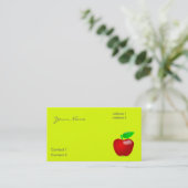 Carte De Visite pomme rouge en jaune fluorescent (Debout devant)