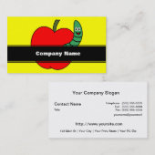 Carte De Visite Pomme rouge ver vert (Devant / Derrière)