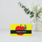 Carte De Visite Pomme rouge ver vert (Debout devant)