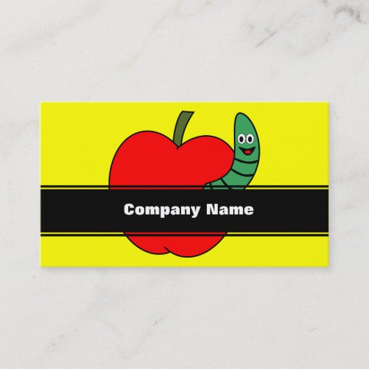 Carte De Visite Pomme rouge ver vert (Devant)