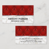 Carte De Visite Pommeau en cuir rouge | Découpe en marbre métalliq (Devant / Derrière)