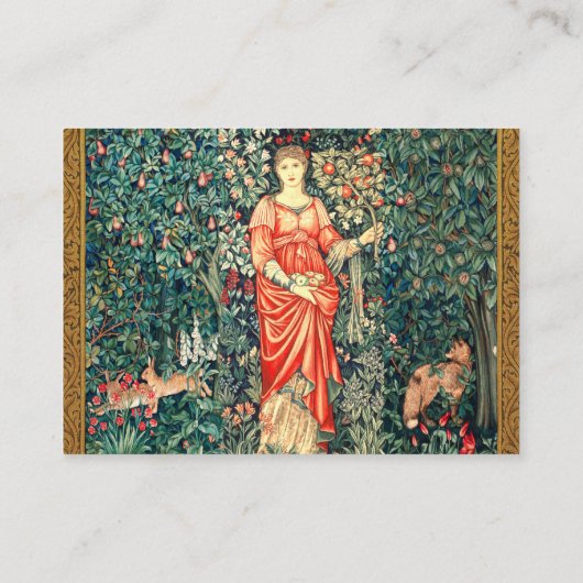 CARTE DE VISITE POMONA TENANT DES FRUITS EN VERDURE, ANIMAUX FORES (Dos)