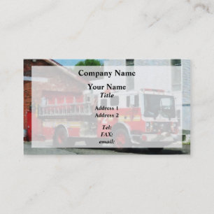 Carte De Visite Pompe à incendie devant la caserne de pompiers