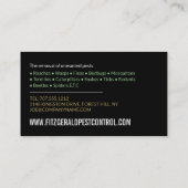 Carte De Visite Pompe de contrôleur de la lutte antiparasitaire (Dos)