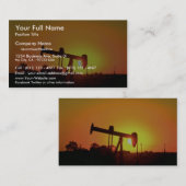 Carte De Visite Pompe de puits de pétrole au coucher du soleil, (Devant / Derrière)
