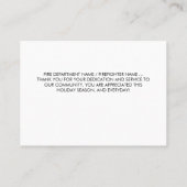 Carte De Visite Pompier Joyeux Noël Red Line Merci (Dos)