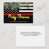 Carte De Visite Pompier Joyeux Noël Red Line Merci (Devant / Derrière)
