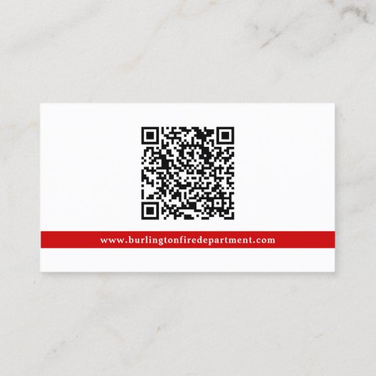 Carte De Visite Pompier Logo personnalisé Service d'incendie QR (Dos)