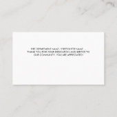 Carte De Visite Pompier Merci Mince Red Line Drapeau Coeur (Dos)