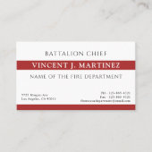 Carte De Visite Pompier Mince ligne rouge Service de Secourt incen (Devant)