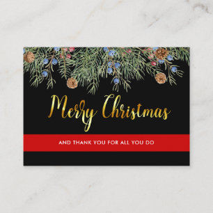 Carte De Visite Pompier Noël Mince ligne rouge Merci