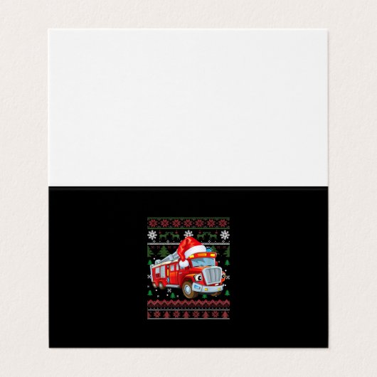 Carte De Visite Pompier Pompier Noël mignon garçon Santa Hat (Extérieur déplié)