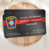 Carte De Visite Pompier Rouge Argent Emblem