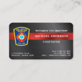 Carte De Visite Pompier Rouge Argent Emblem (Devant)