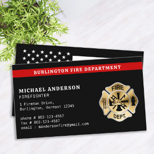 Carte De Visite Pompier Service d'incendie personnalisé Logo de la