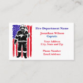Carte De Visite Pompier sur le drapeau américain (Devant)