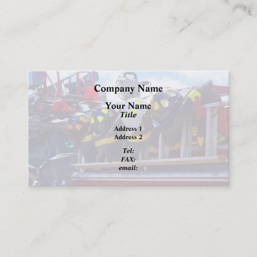 Carte De Visite Pompiers - Casque sur camion-pompier (Devant)