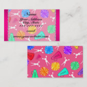 Carte De Visite Pompoms de chevelure rose de nom personnalisé (Devant / Derrière)