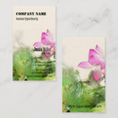 Carte De Visite POND LOTUS l Peinture à pinceau chinoise (Devant / Derrière)