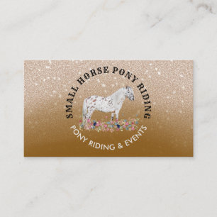 Carte De Visite Poney floral beige entraîneur équestre Cheval marr
