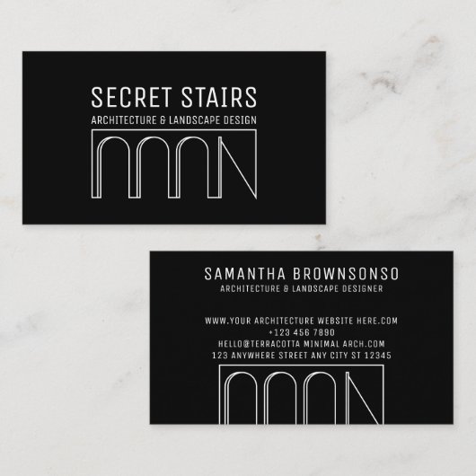 Carte De Visite Pont d'architecture minimale noire (Devant / Derrière)