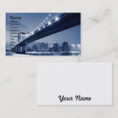 Carte De Visite Pont et horizon de Manhattan la nuit, NYC (Devant / Derrière)