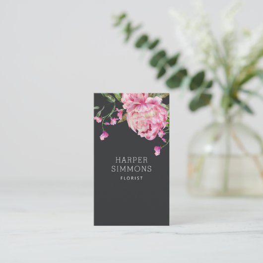 Carte De Visite Pony rose Floral (Debout devant)