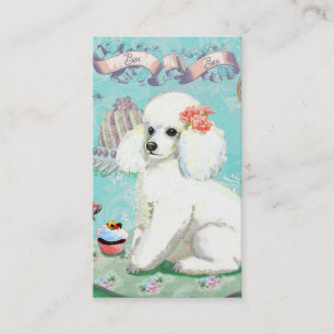 Carte De Visite Poodle blanc avec cupcake