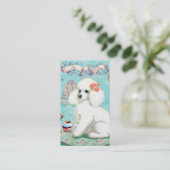 Carte De Visite Poodle blanc avec cupcake (Debout devant)