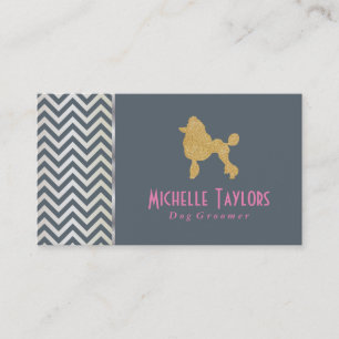 Carte De Visite Poodle d'or Luxury Groomer (gris et rose)