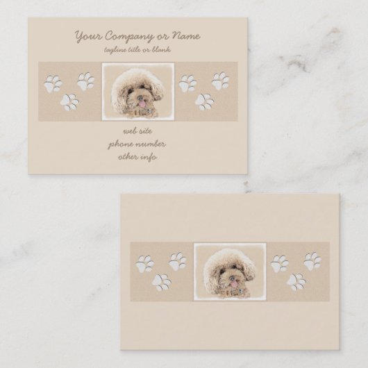Carte De Visite Poodle Miniature Toy Apricot Crème Chien Brown Art (Devant / Derrière)