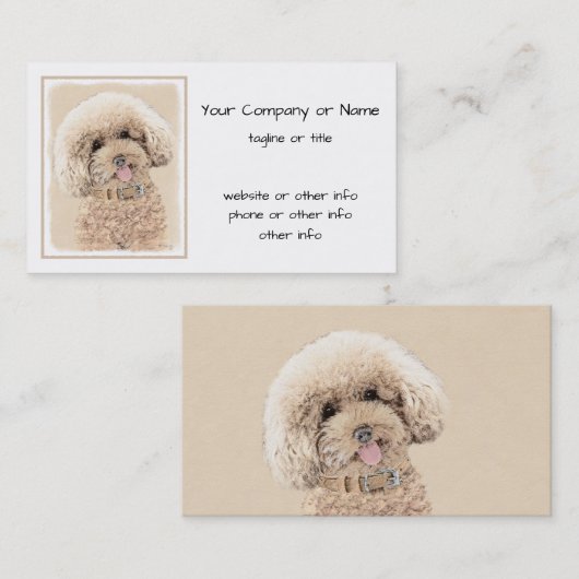 Carte De Visite Poodle Miniature Toy Apricot Crème Chien Brown Art (Devant / Derrière)